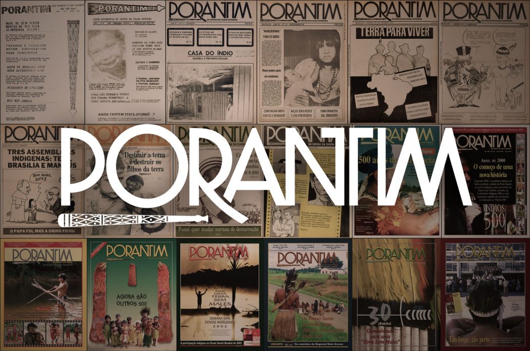 Capas de várias edições do Jornal Porantim. Foto: Reprodução 