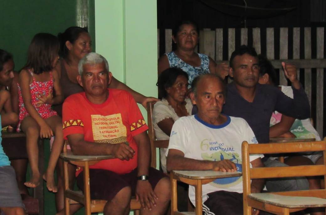 Reunião de articulação na aldeia Taquara do projeto Garantindo a defesa dos direitos. Foto por Raimundo Francisco