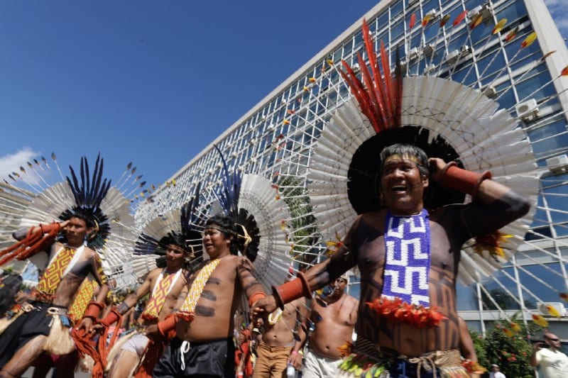 Indígenas fazem manifestação em frente ao Ministério da Saúde durante o ATL 2019. Fotos: Leonardo Milano/Mídia Ninja
