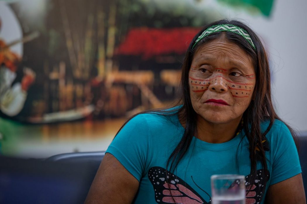 Maria Estefânia de Souza, liderança da TI Kaxinawa do Curralinho, do povo Huni Kuin, participa de reunião na Sexta Câmara do MPF. Foto: Tiago Miotto/Cimi