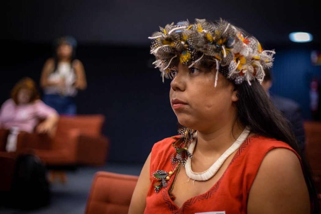 Indígenas acompanham audiência do caso Xokleng no STF. Foto: Tiago Miotto/Cimi