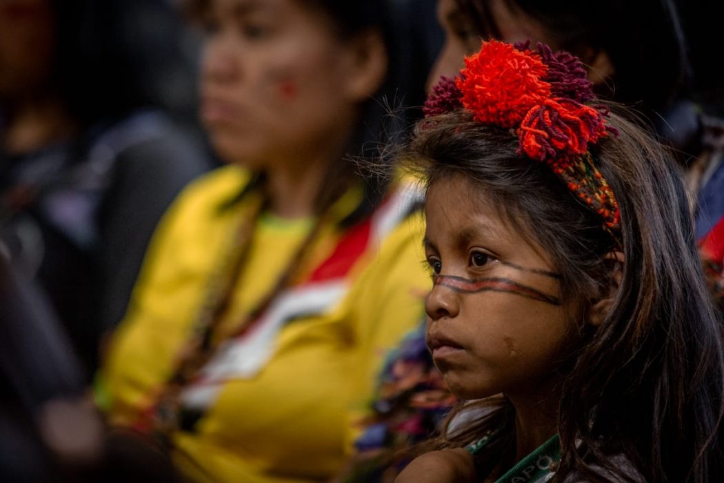Criança Guarani Kaiowá acompanha sessão no plenário do STF. Foto: Tiago Miotto/Cimi