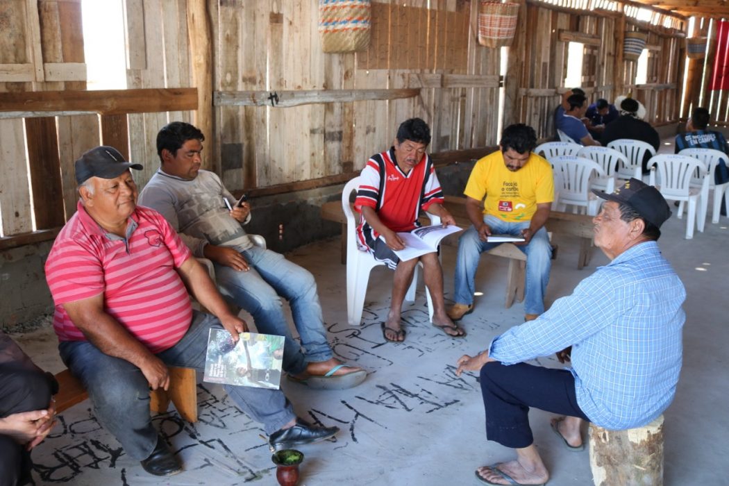 Lideranças Kaingang reuniram-se na TI Kandoia, no município de Faxinalzinho (RS). Foto: Ivan César Cima/Cimi regional Sul