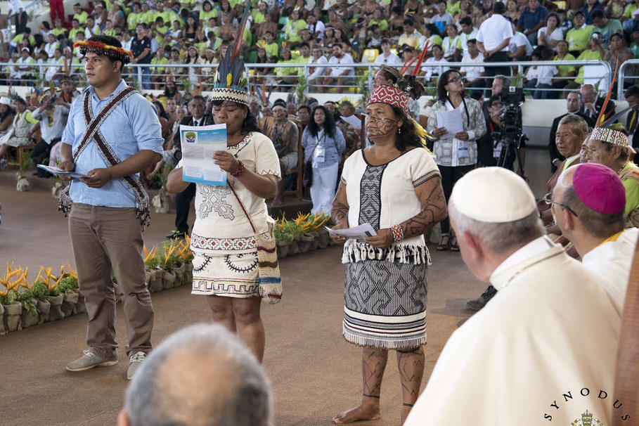 Papa Francisco encontra indígenas em Puerto Maldonado, no Peru. Foto: divulgação