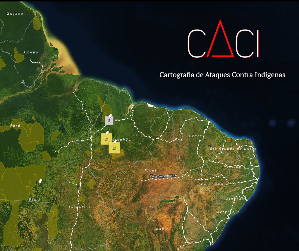 A plataforma Caci reúne os registros dos 48 assassinatos sofrido pelos Guajajara nos últimos 20 anos. Crédito: reprodução
