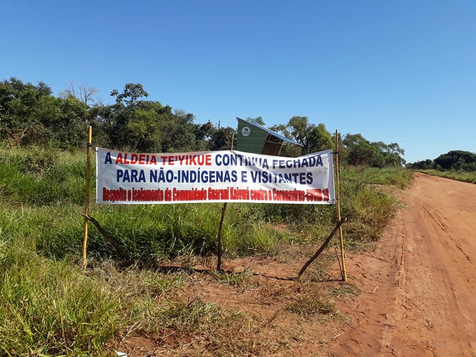 Barreira Sanitária na aldeia Tey'i Kue, TI Dourados-Amambaipegua I. Foto: Otoniel Guarani Kaiowá