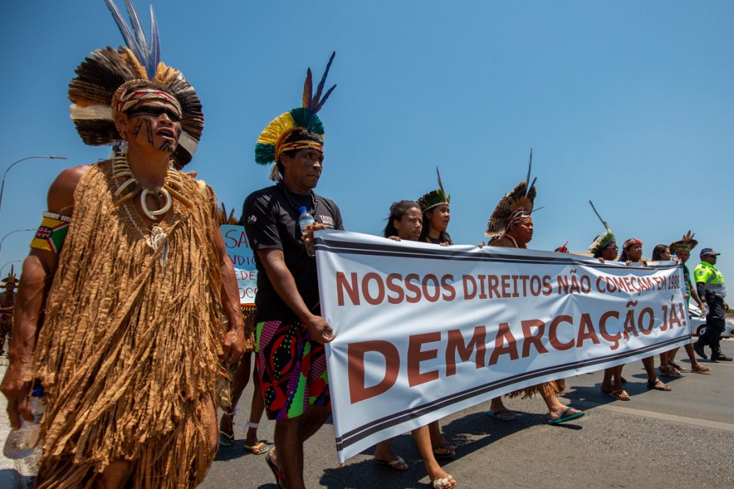 Manifestação de povos indígenas do sul e extremo sul da Bahia em Brasília. Foto: Tiago Miotto/Cimi