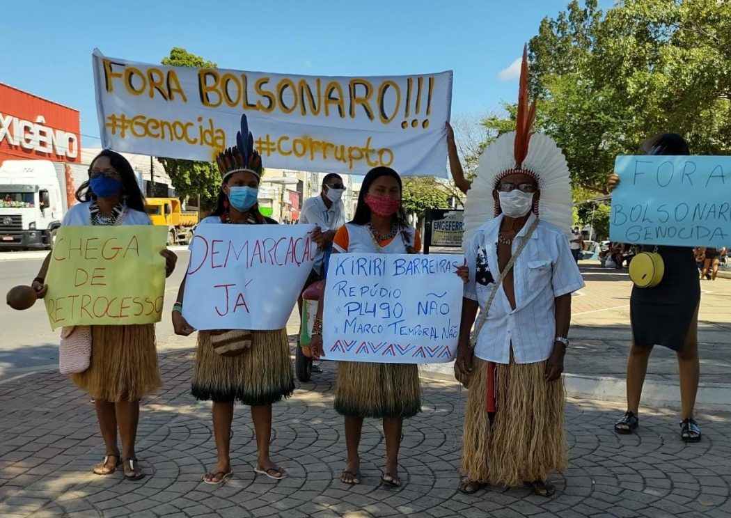 Manifestação do Povo Kiriri em Barreiras, na Bahia. Foto: Marta Mamédio/Cimi Regional Leste