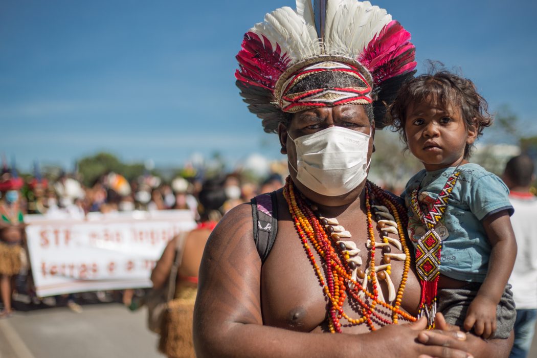 Mobilização de povos indígenas da Bahia em Brasília (DF) contra o PL 191/2020 e outros projetos anti-indígenas no dia 9 de março de 2022. Foto: Tiago Miotto/Cimi