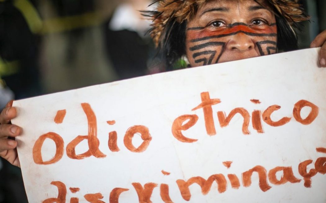 Registro da mobilização indígena contra a violência. Foto: Apib/ Divulgação