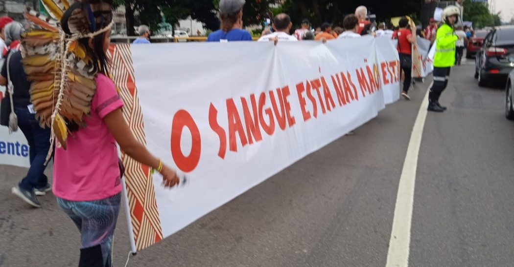28º Grito dos Excluídos, em Manaus, pelos dois anos de impunidade do massacre do rio Abacaxis. Registros de 2022. Foto: Ligia Apel / Cimi Regional Norte I
