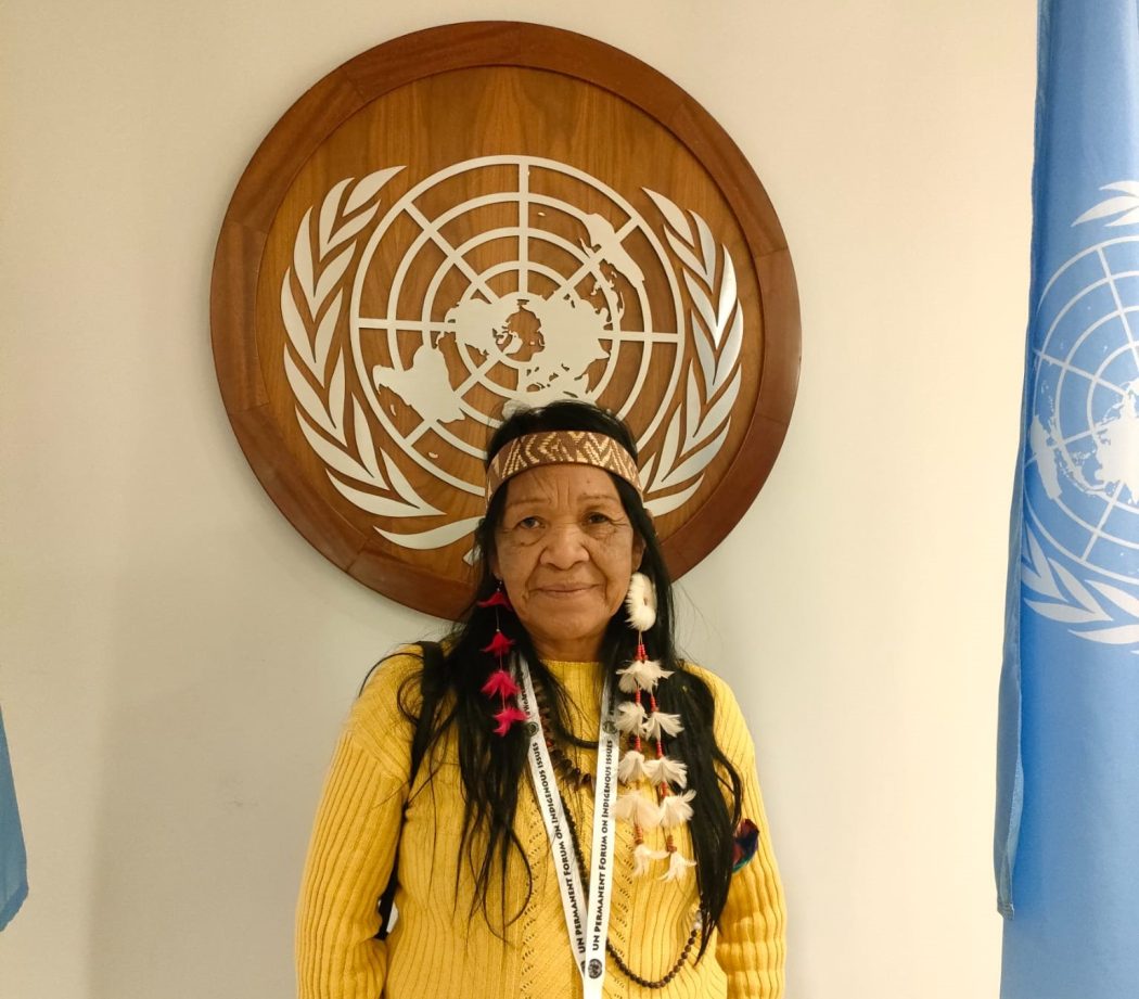 Leila Guarani Nhandeva durante o UNPFII. Foto: Rede Eclesial Pan-Amazônica (REPAM)