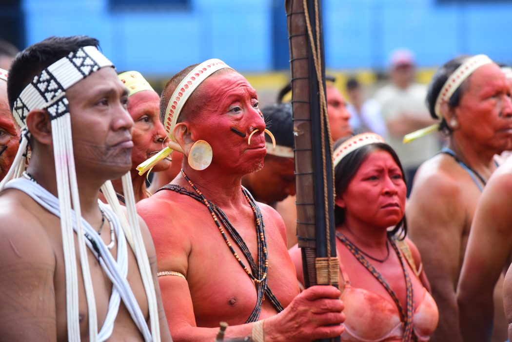 Manifestação de indígenas da TI Vale do Javari em Atalaia do Norte (AM), em junho, cobrando proteção contra as invasões ao território que possui a maior concentração de povos isolados do mundo. Foto: Antonio Scarpinetti/SEC/Unicamp
