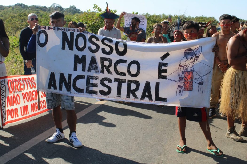 Mobilização contra a PEC48 e a Lei 14.701, do marco temporal, em Roraima. Foto: Ascom/CIR