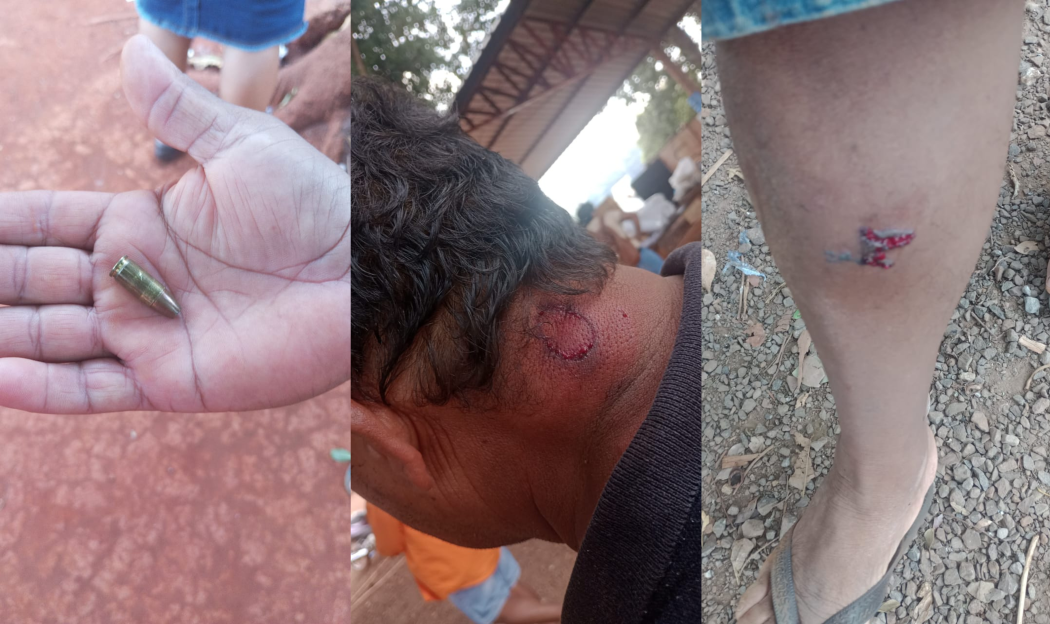 A invasão se deu a tiros, bombas e violência gratuita contra mulheres, idosos e crianças. Fotos: Comunidade da Reserva de Dourados