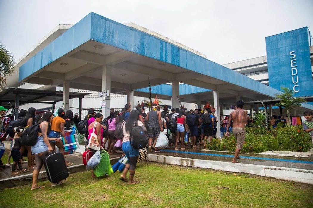 Desde o dia 14 de janeiro indígenas de 22 povos ocupam a sede do órgão em protesto a Lei 10.820, que precariza a Educação Escolar Indígena no Pará. Foto: Amarilis Marisa