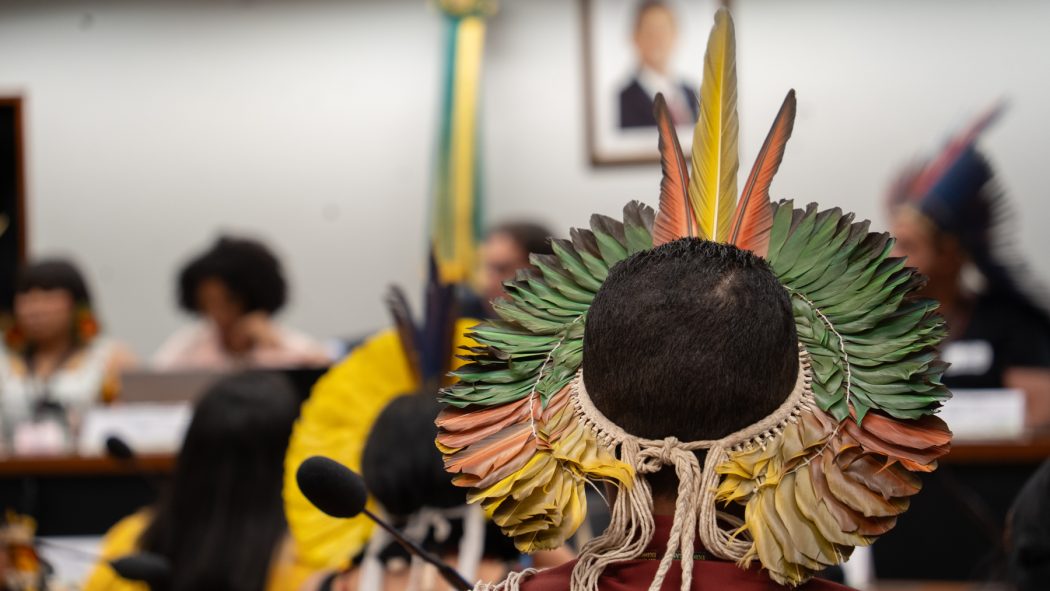 Audiência pública sobre os impactos da Lei do Marco Temporal sobre os povos indígenas, realizada no dia 5 de agosto na Comissão de Direitos Humanos e Minorias da Câmara. Foto: Tiago Miotto/Cimi