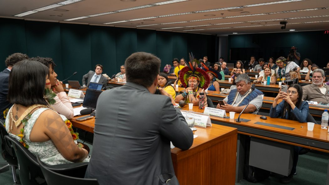 Audiência pública sobre os impactos da Lei do Marco Temporal sobre os povos indígenas, realizada no dia 5 de agosto na Comissão de Direitos Humanos e Minorias da Câmara. Foto: Tiago Miotto/Cimi