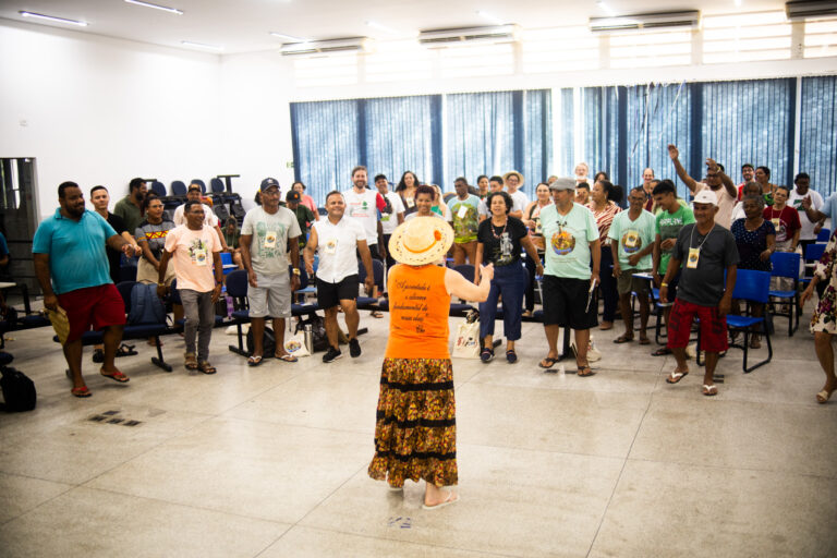 Momento de acolhida na Tenda Jongo. Foto: Rodrigo Correia
