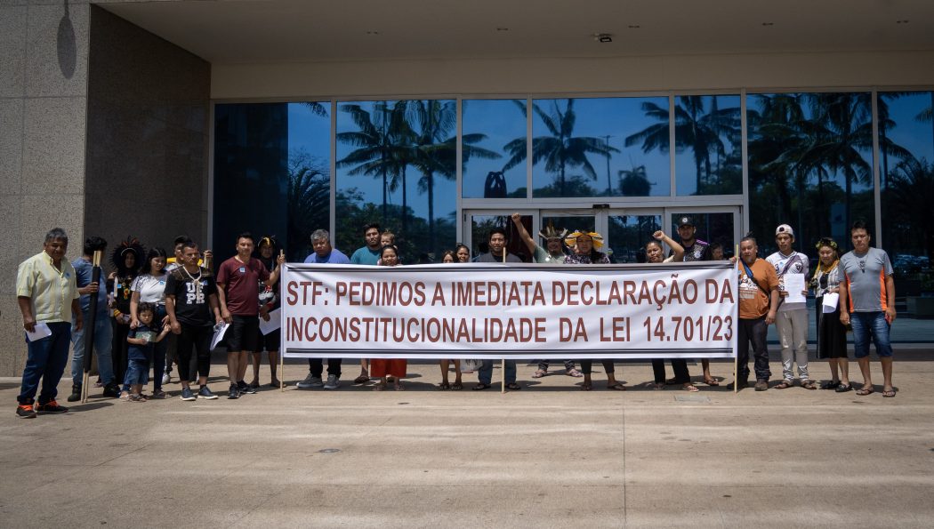 Delegação dos povos Kaingang, Xokleng, Guarani e Kaiowá realiza semana de mobilização em defesa de direitos constitucionais indígenas em Brasília (DF). Foto: Hellen Loures/Cimi