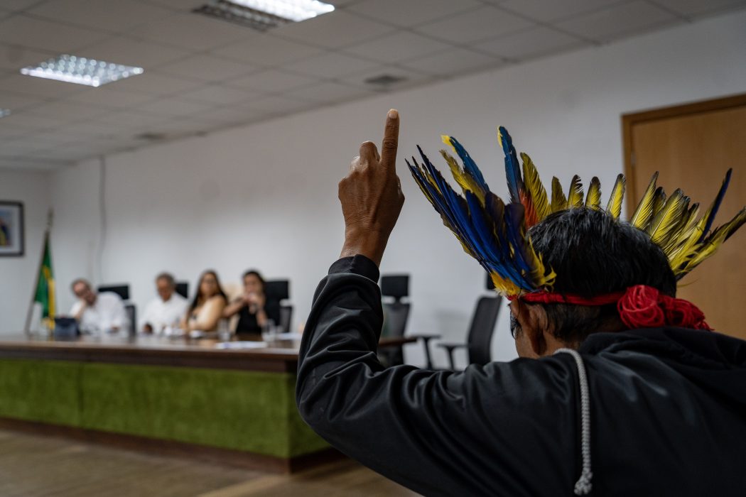 Indígenas de Goiás e Tocantins cobram demarcação de terras e denunciam violência e precariedade educacional em Brasília. Foto: Adi Spezia / Cimi